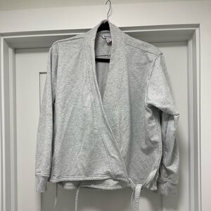 Athleta Women’s Gray Tie Front Cotton Athletic Sweatshirt Size Medium